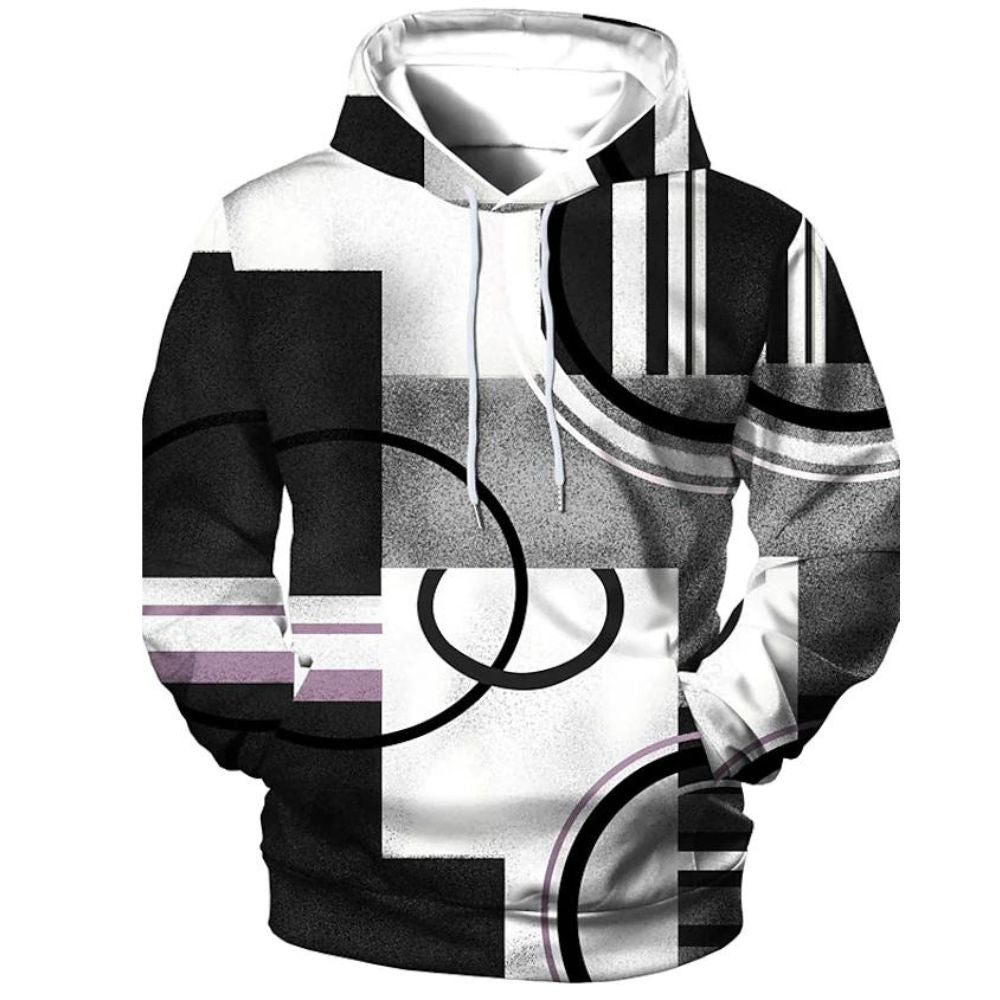 3D Graphic Printed Geometric Pattern Hoodies