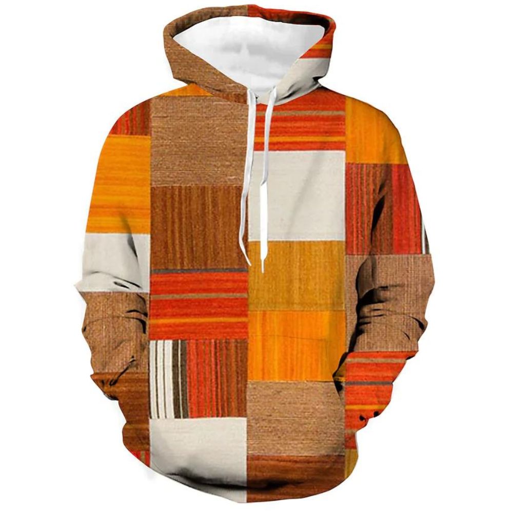 3D Graphic Pattern Plaid Color Blocking Casual Hoodies
