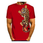 3D Graphic Short Sleeve Shirts Tiger