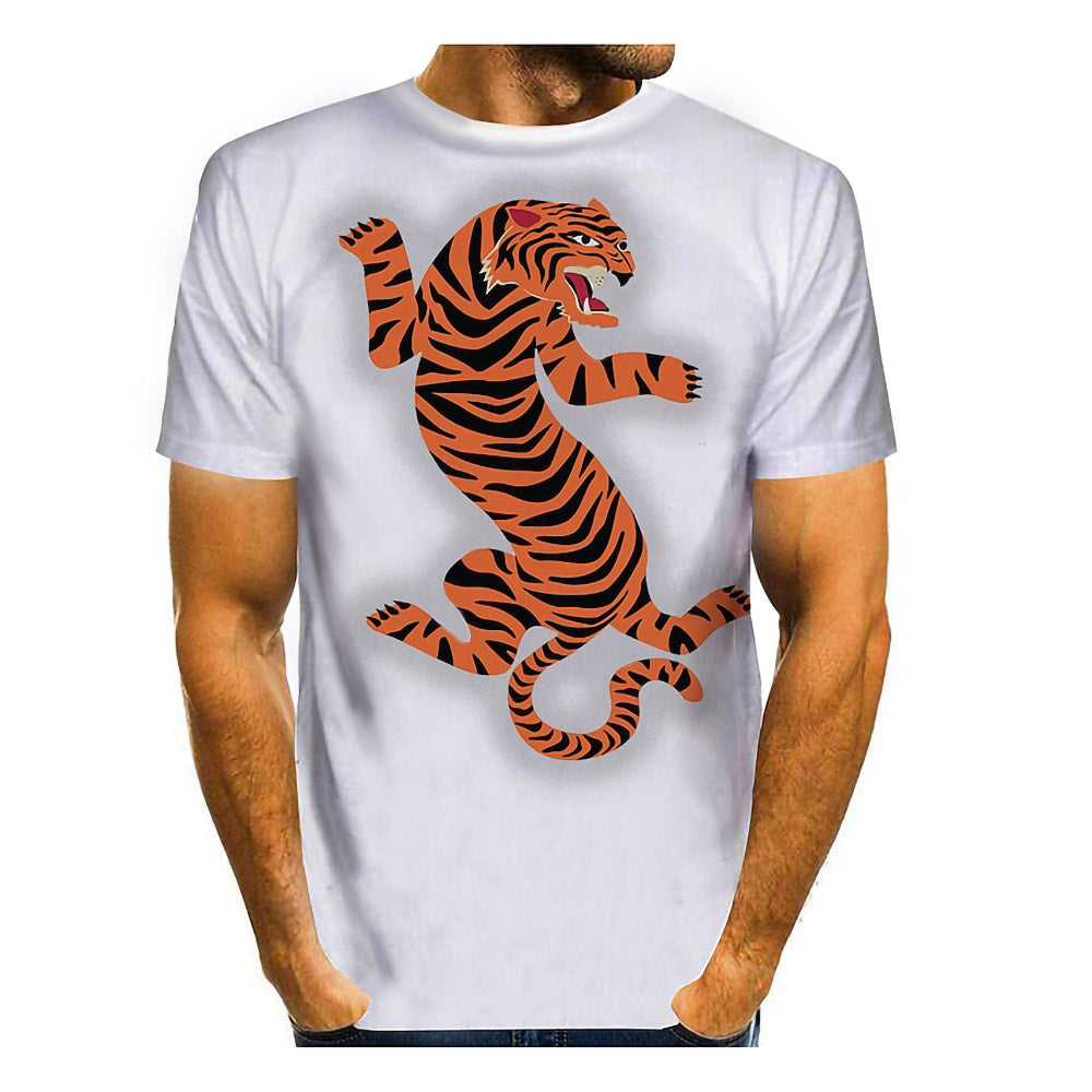 3D Graphic Short Sleeve Shirts Tiger