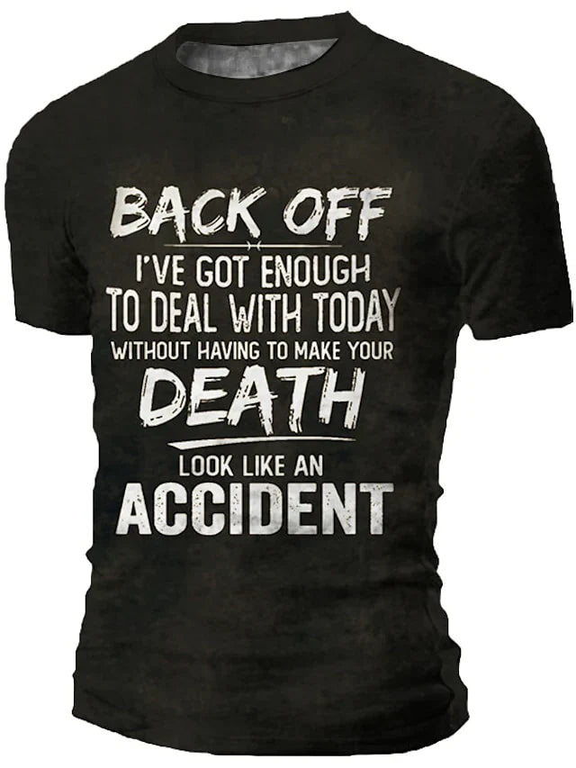 3D Graphic Back Off Death Casual Short SleeveShirts