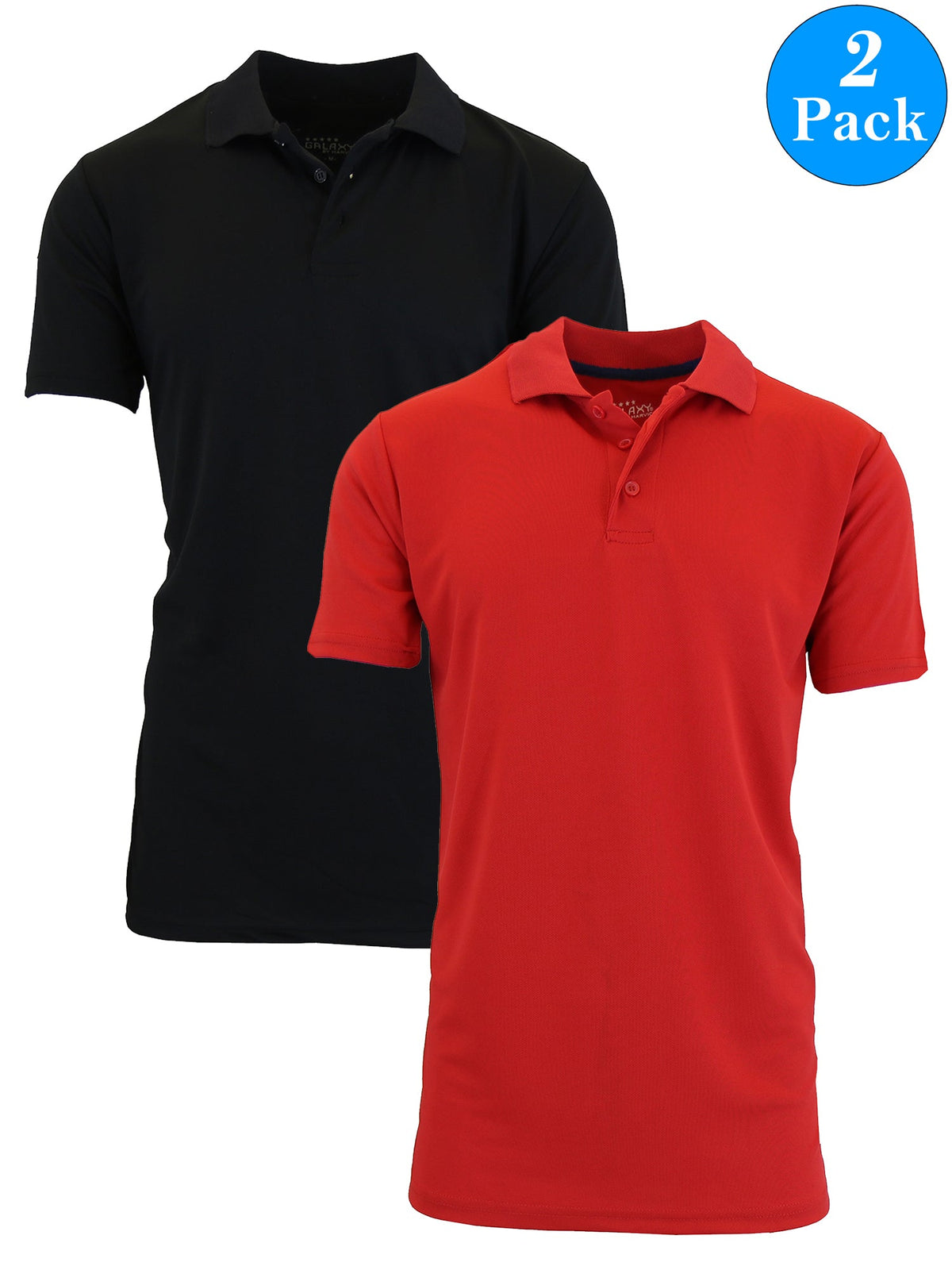 2-Pack Men's Short Sleeve Polo Shirts – Moisture-Wicking, Stretch Knit, Tagless, Regular Fit for All-Day Comfort (S-3XL)