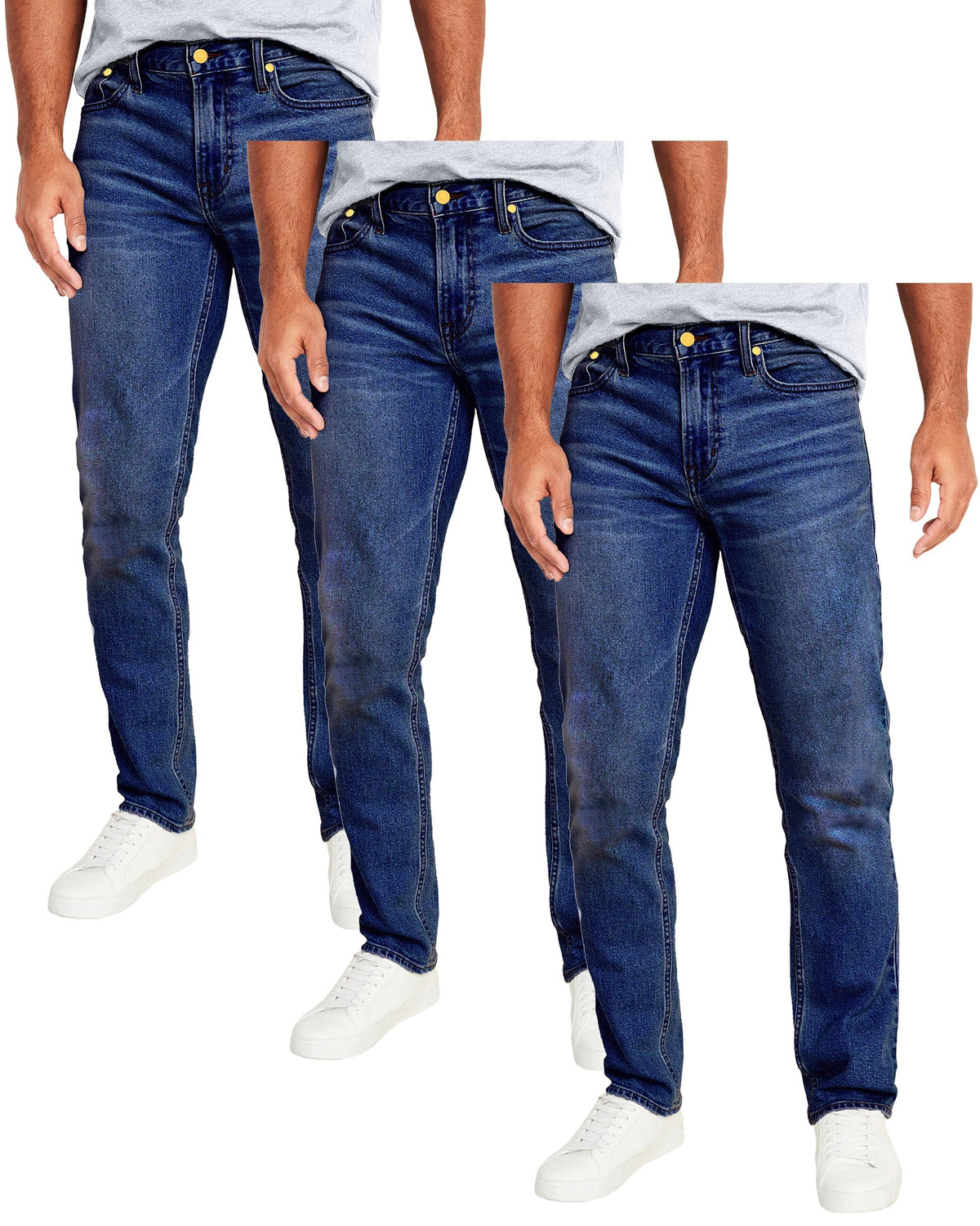 Men's 3-Pack Flex Stretch Slim Straight Jeans with 5 Pocket (Sizes, 30-42)