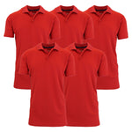 5-Pack Men's Short Sleeve Polo Shirts – Moisture-Wicking, Stretch Knit, Tagless, Regular Fit for All-Day Comfort