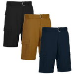 3-Pack Men's Cotton Flex Stretch Cargo Shorts With Belt (Sizes, 30-42)