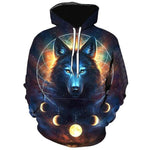 3D Graphic Printed Hoodies Wolf