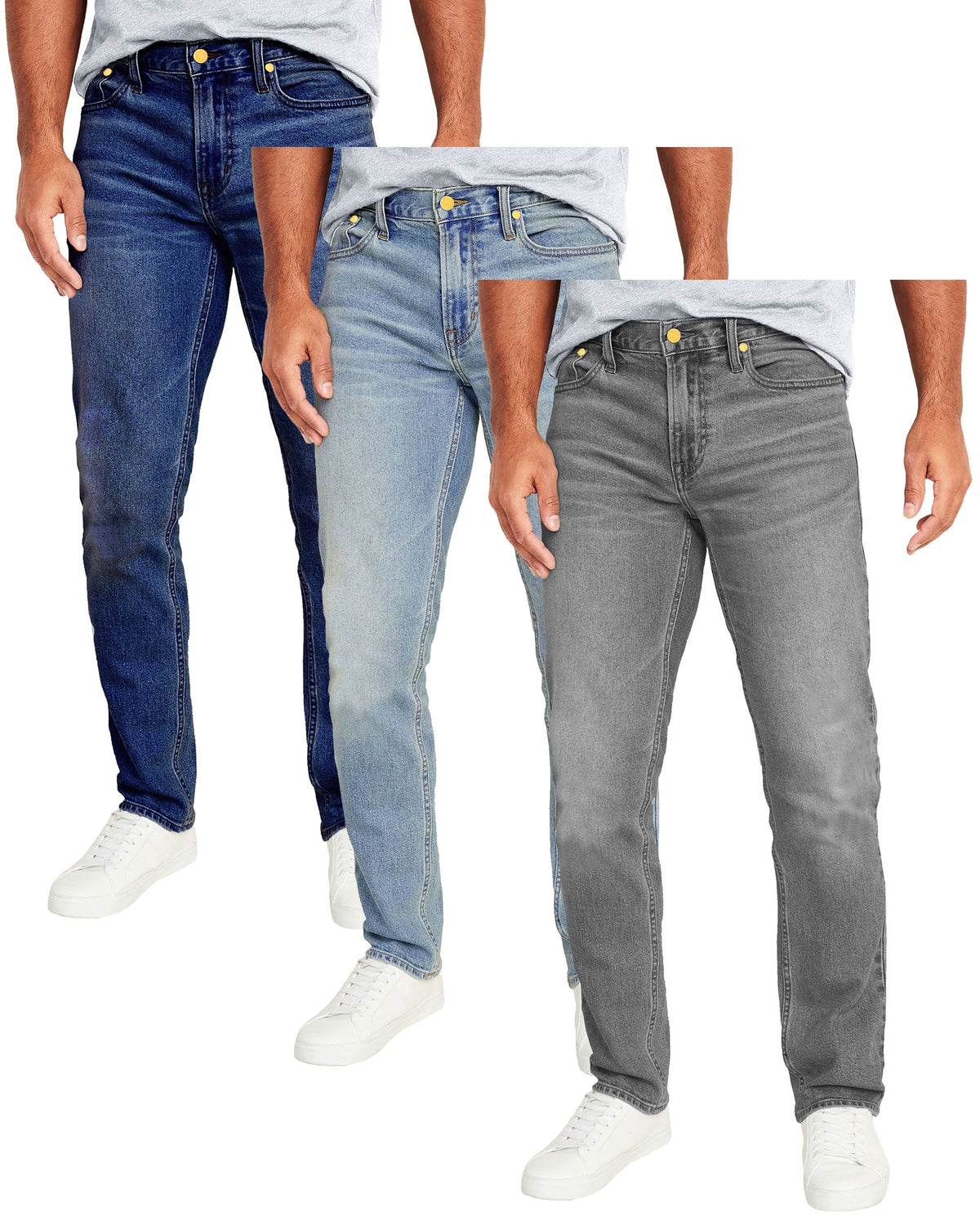 Men's 3-Pack Flex Stretch Slim Straight Jeans with 5 Pocket (Sizes, 30-42)