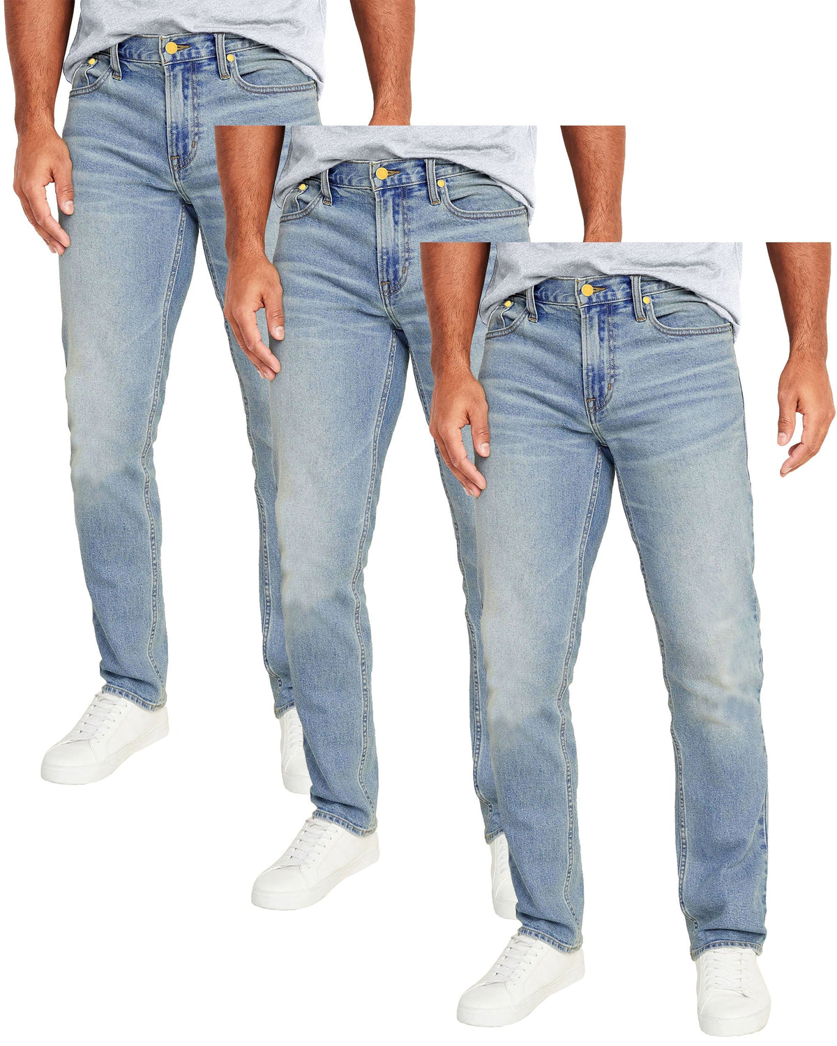 Men's 3-Pack Flex Stretch Slim Straight Jeans with 5 Pocket (Sizes, 30-42)