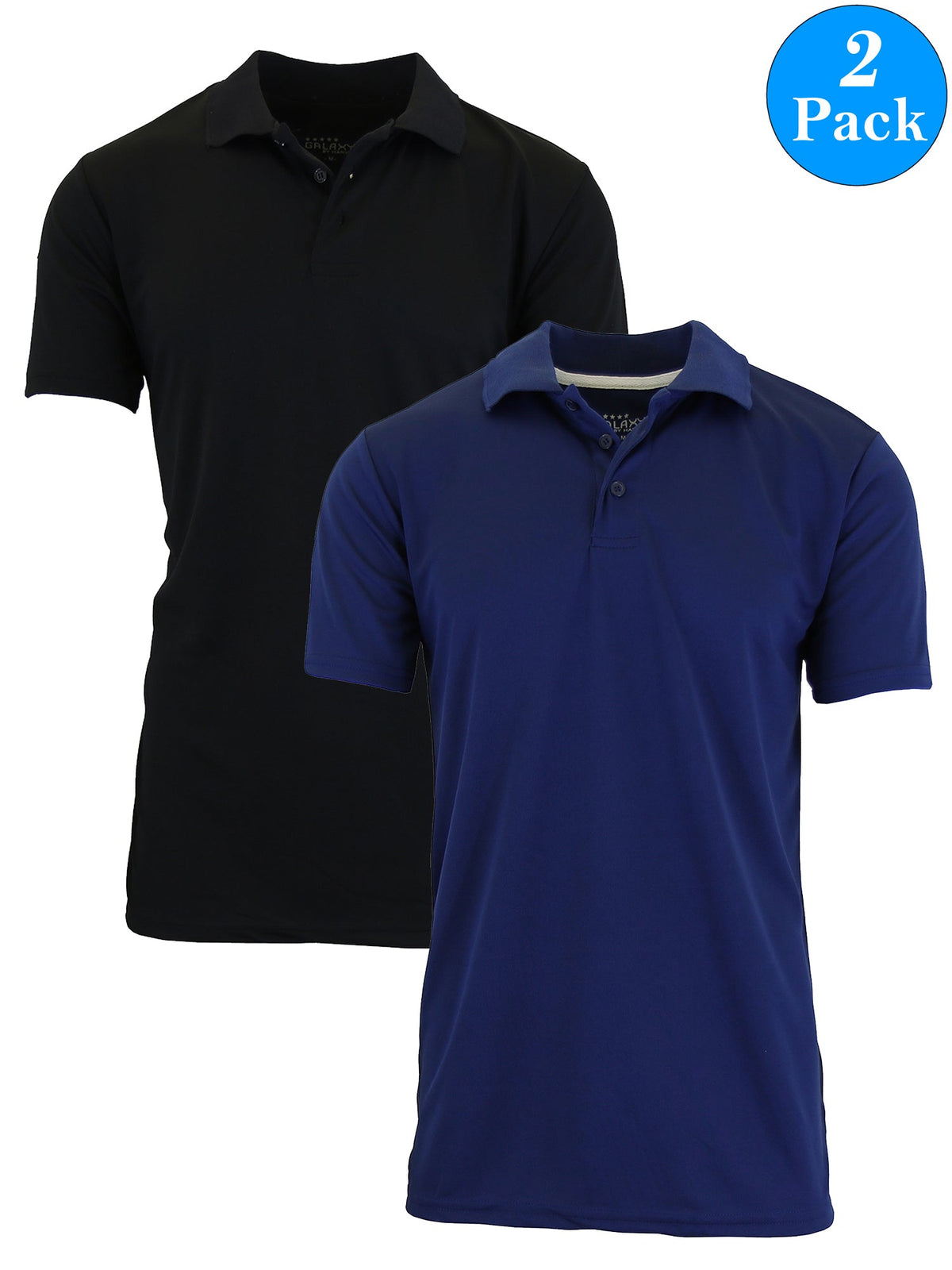 2-Pack Men's Short Sleeve Polo Shirts – Moisture-Wicking, Stretch Knit, Tagless, Regular Fit for All-Day Comfort (S-3XL)