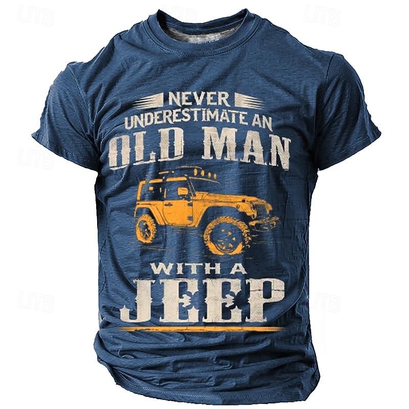 Men's Graphic Car Old Man T shirt Short Sleeve T shirt