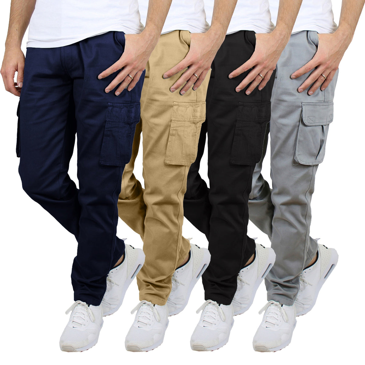 3-Pack Men's Flex-Stretch Cotton Cargo Pants – Comfortable, Durable & Versatile (31-Inch Inseam)