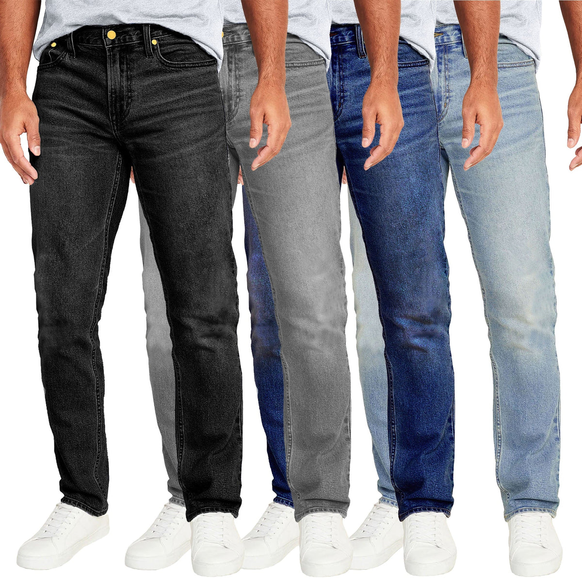 Men's 3-Pack Flex Stretch Slim Straight Jeans with 5 Pocket (Sizes, 30-42)