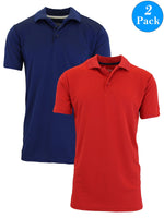 2-Pack Men's Short Sleeve Polo Shirts – Moisture-Wicking, Stretch Knit, Tagless, Regular Fit for All-Day Comfort (S-3XL)
