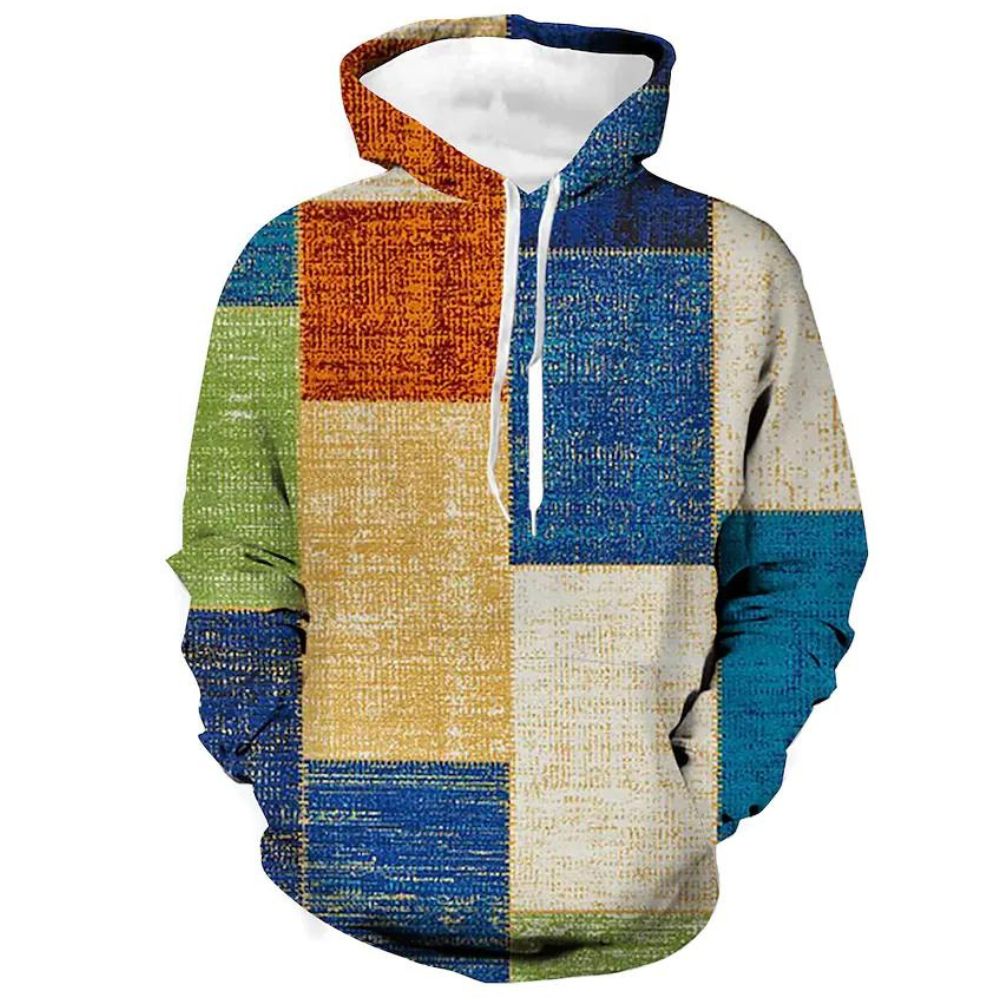 3D Graphic Pattern Plaid Color Blocking Casual Hoodies