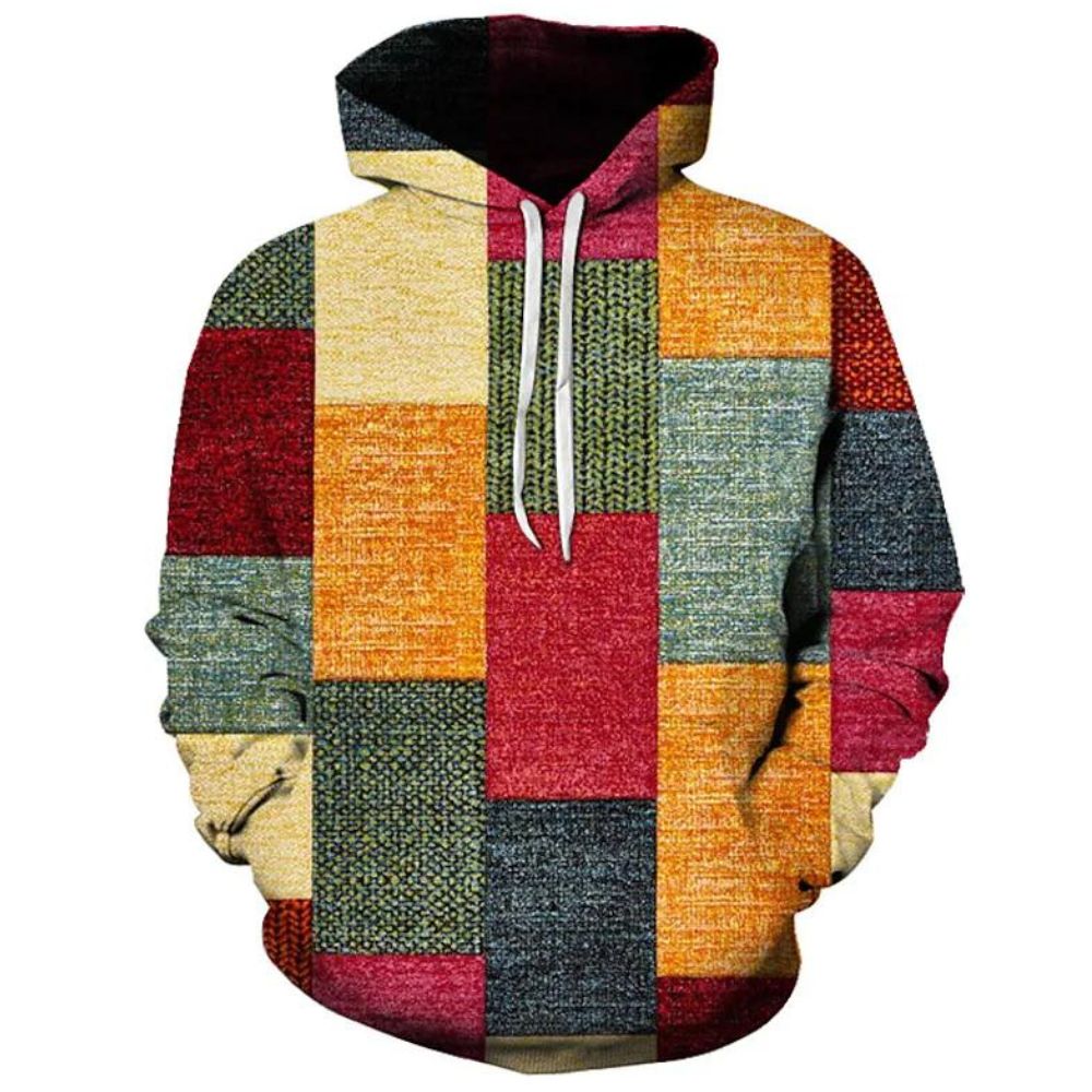 3D Graphic Pattern Plaid Color Blocking Casual Hoodies