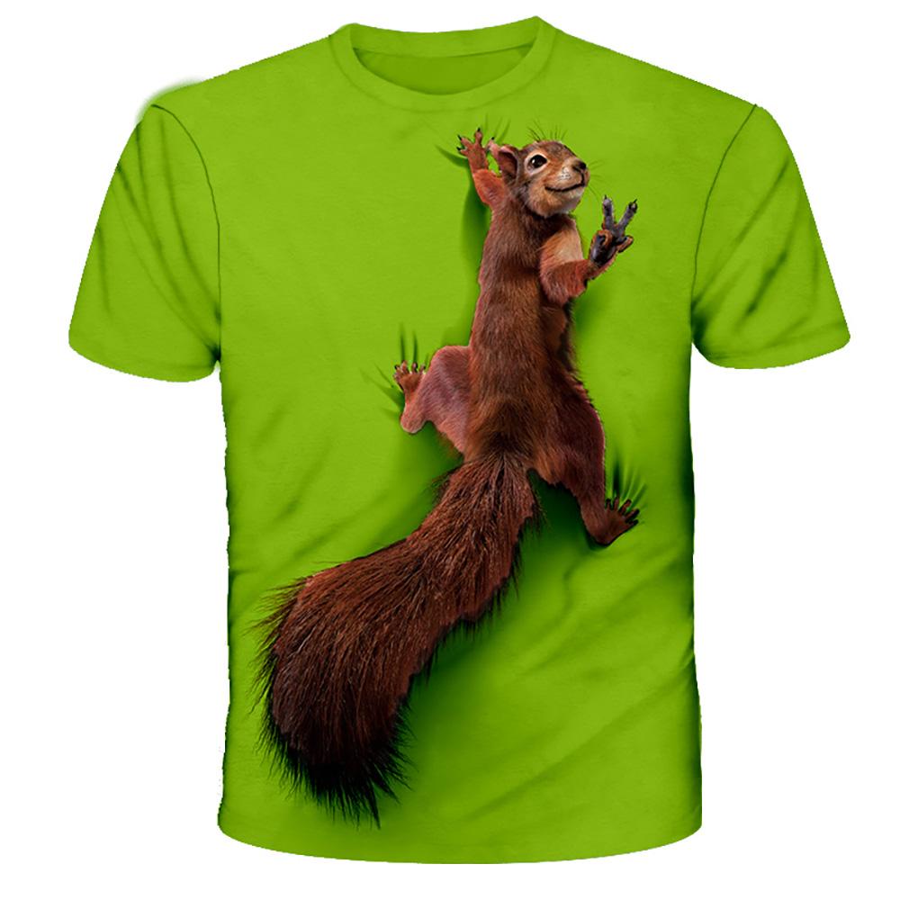 3D Graphic Short Sleeve Shirts Squirrel