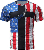 3D Graphic Short Sleeve Shirts Hand American Flag Independence Day