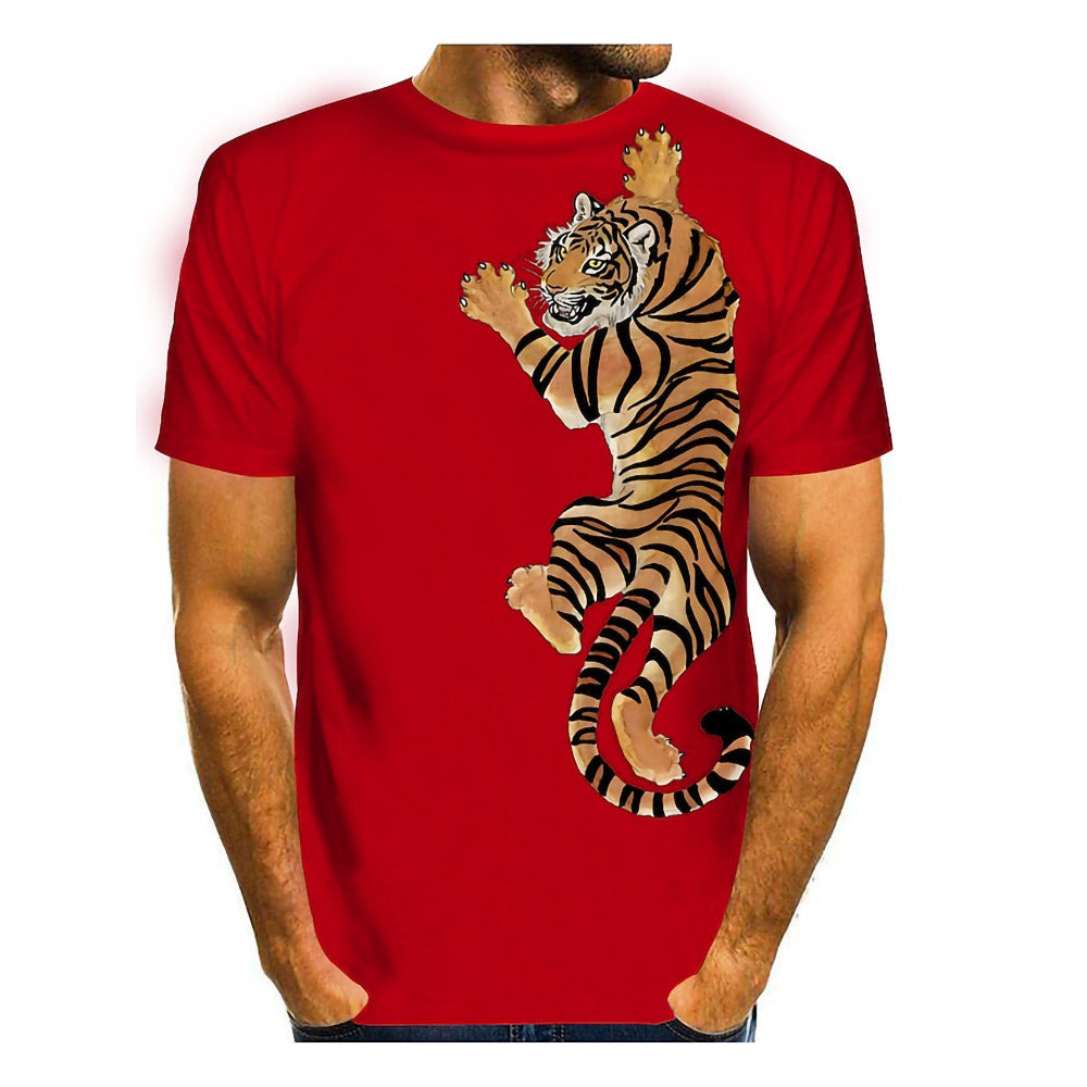 3D Graphic Short Sleeve Shirts Tiger