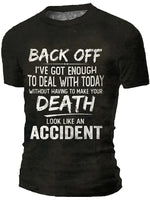 3D Graphic Back Off Death Casual Short SleeveShirts