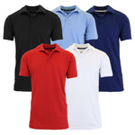 5-Pack Men's Short Sleeve Polo Shirts – Moisture-Wicking, Stretch Knit, Tagless, Regular Fit for All-Day Comfort