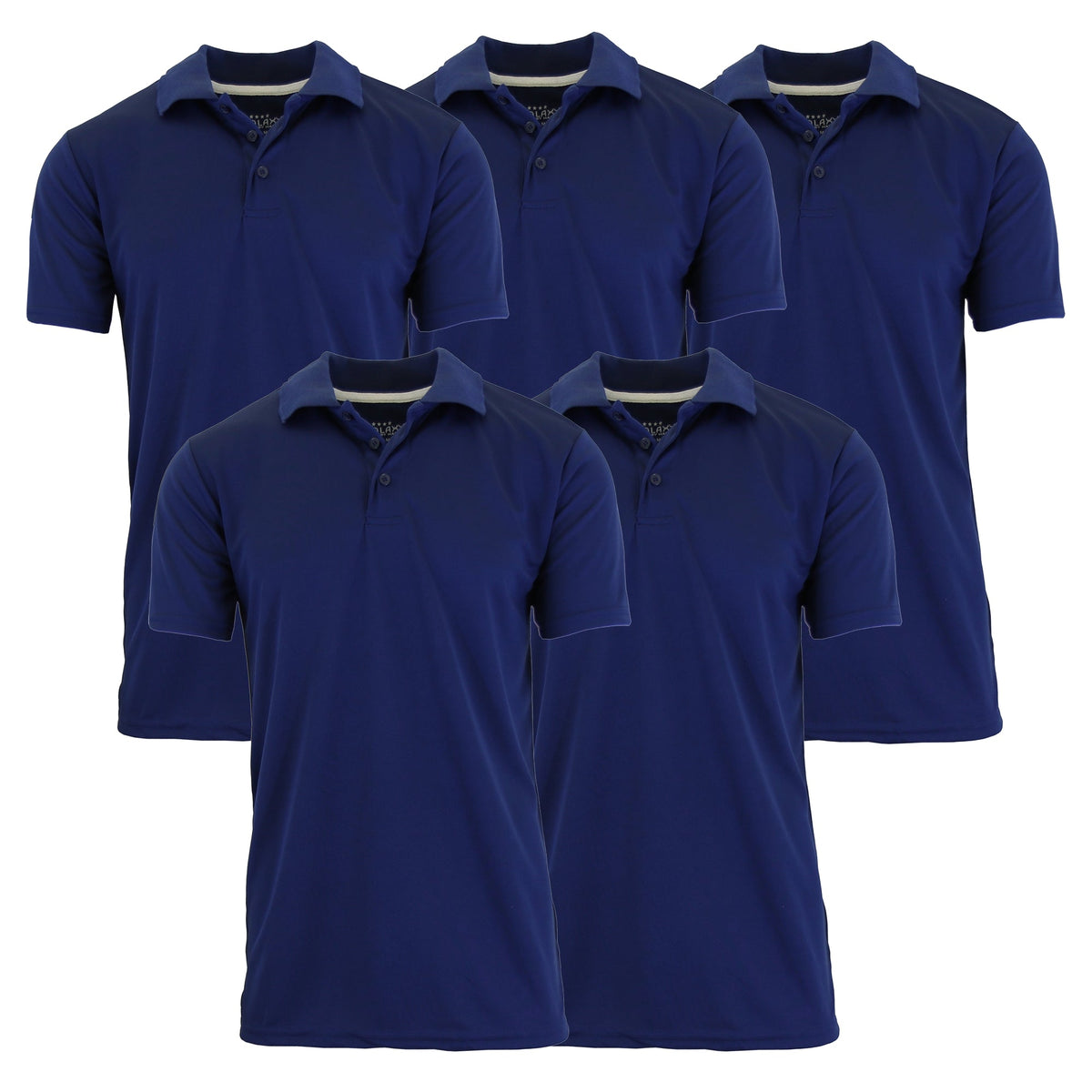 5-Pack Men's Short Sleeve Polo Shirts – Moisture-Wicking, Stretch Knit, Tagless, Regular Fit for All-Day Comfort