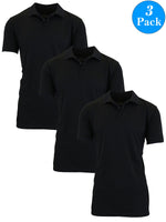 3-Pack Men's Short Sleeve Polo Shirts – Moisture-Wicking, Stretch Knit, Tagless, Regular Fit for All-Day Comfort