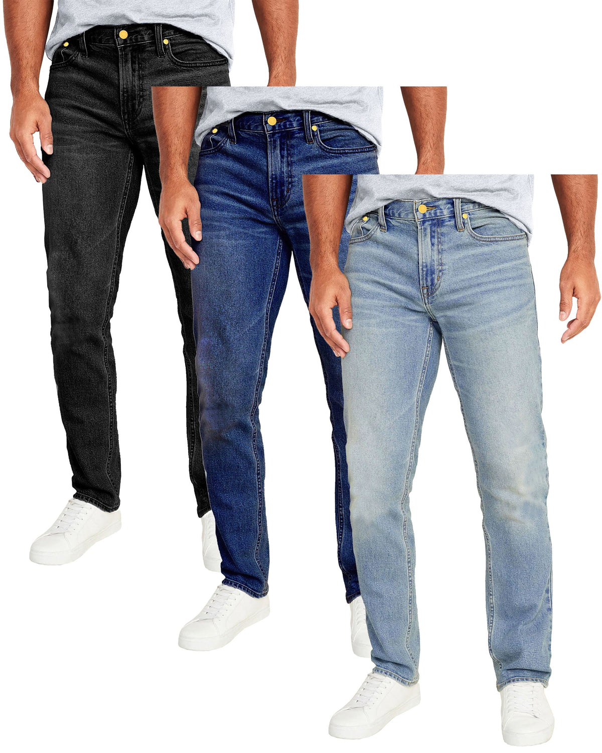 Men's 3-Pack Flex Stretch Slim Straight Jeans with 5 Pocket (Sizes, 30-42)
