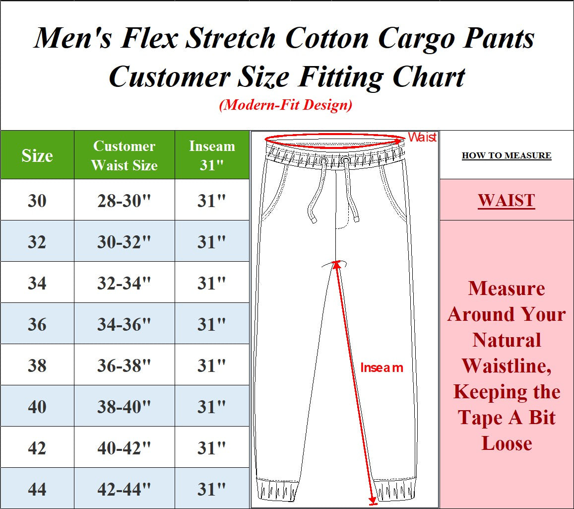 Men's Flex-Stretch Cotton Cargo Pants – Comfortable, Durable & Versatile (31-Inch Inseam)