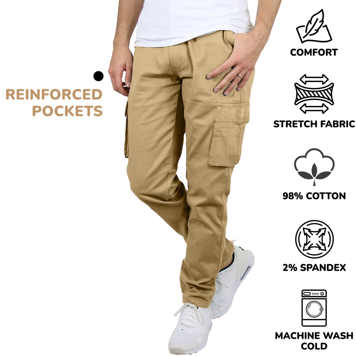 Men's Flex-Stretch Cotton Cargo Pants – Comfortable, Durable & Versatile (31-Inch Inseam)
