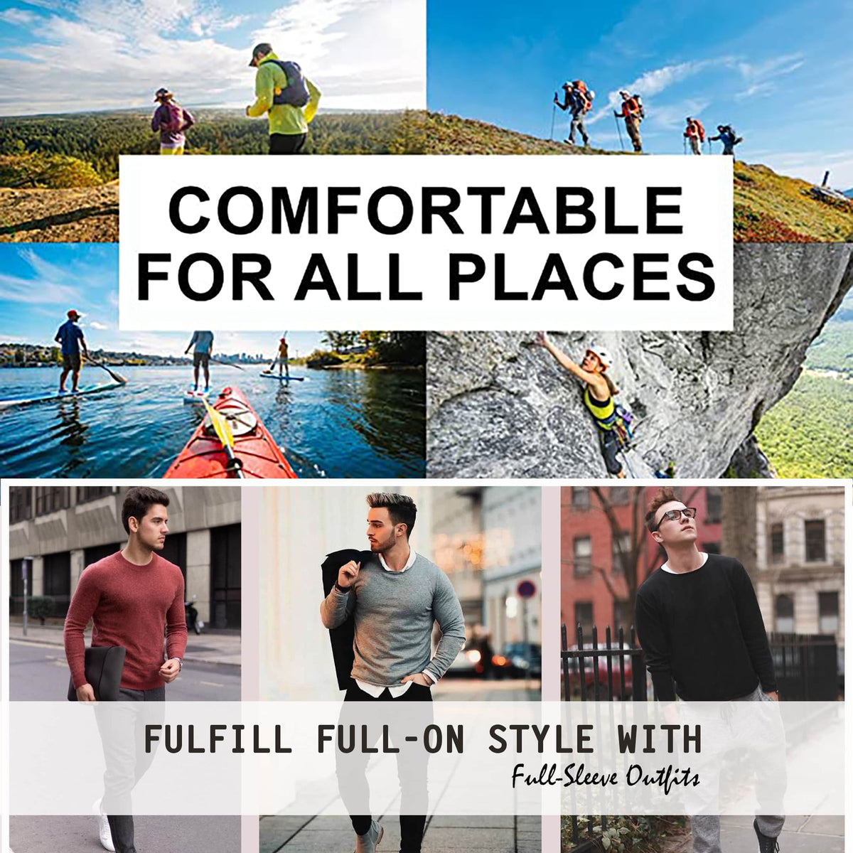 Men's Long Sleeve Moisture-Wicking Crew Neck Tees – Quick Dry, Odor Resistant, Wrinkle-Free Active Shirts