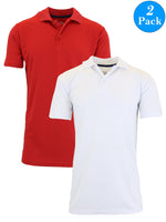 2-Pack Men's Short Sleeve Polo Shirts – Moisture-Wicking, Stretch Knit, Tagless, Regular Fit for All-Day Comfort (S-3XL)