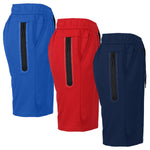 Men's 3-Pack Tech Fleece Performance Shorts With Heat Seal Zipper Pocket (Sizes, S-2XL)