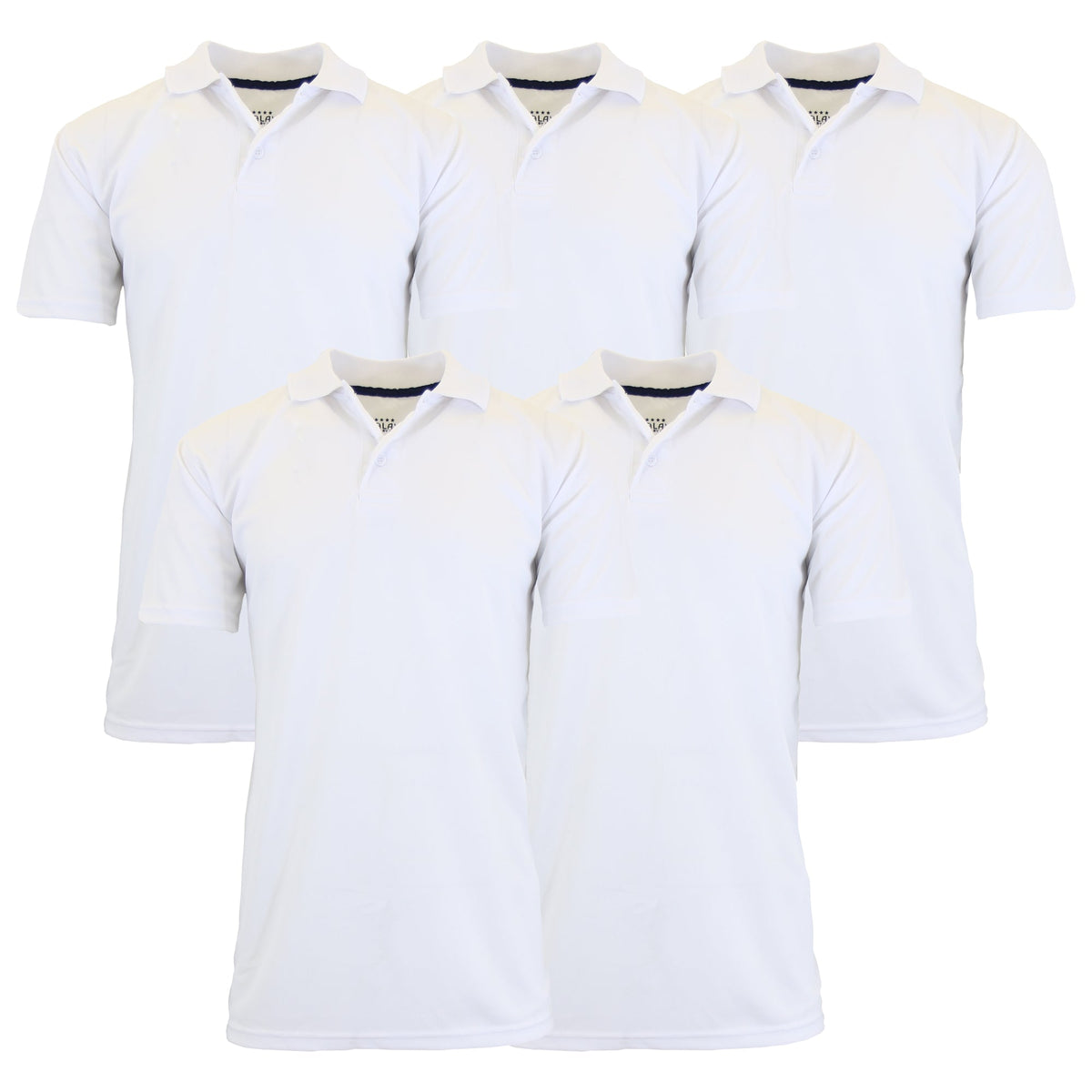 5-Pack Men's Short Sleeve Polo Shirts – Moisture-Wicking, Stretch Knit, Tagless, Regular Fit for All-Day Comfort