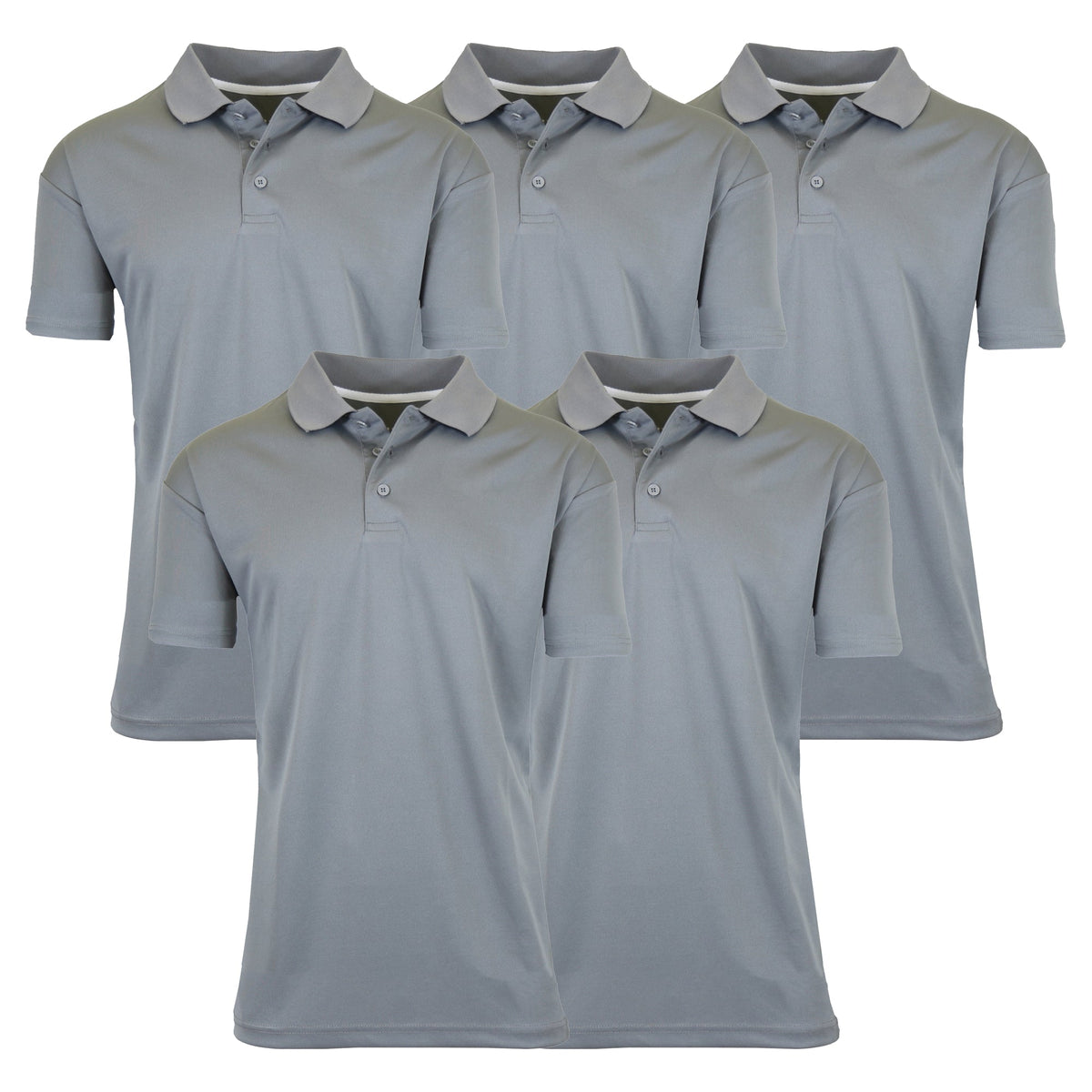 5-Pack Men's Short Sleeve Polo Shirts – Moisture-Wicking, Stretch Knit, Tagless, Regular Fit for All-Day Comfort
