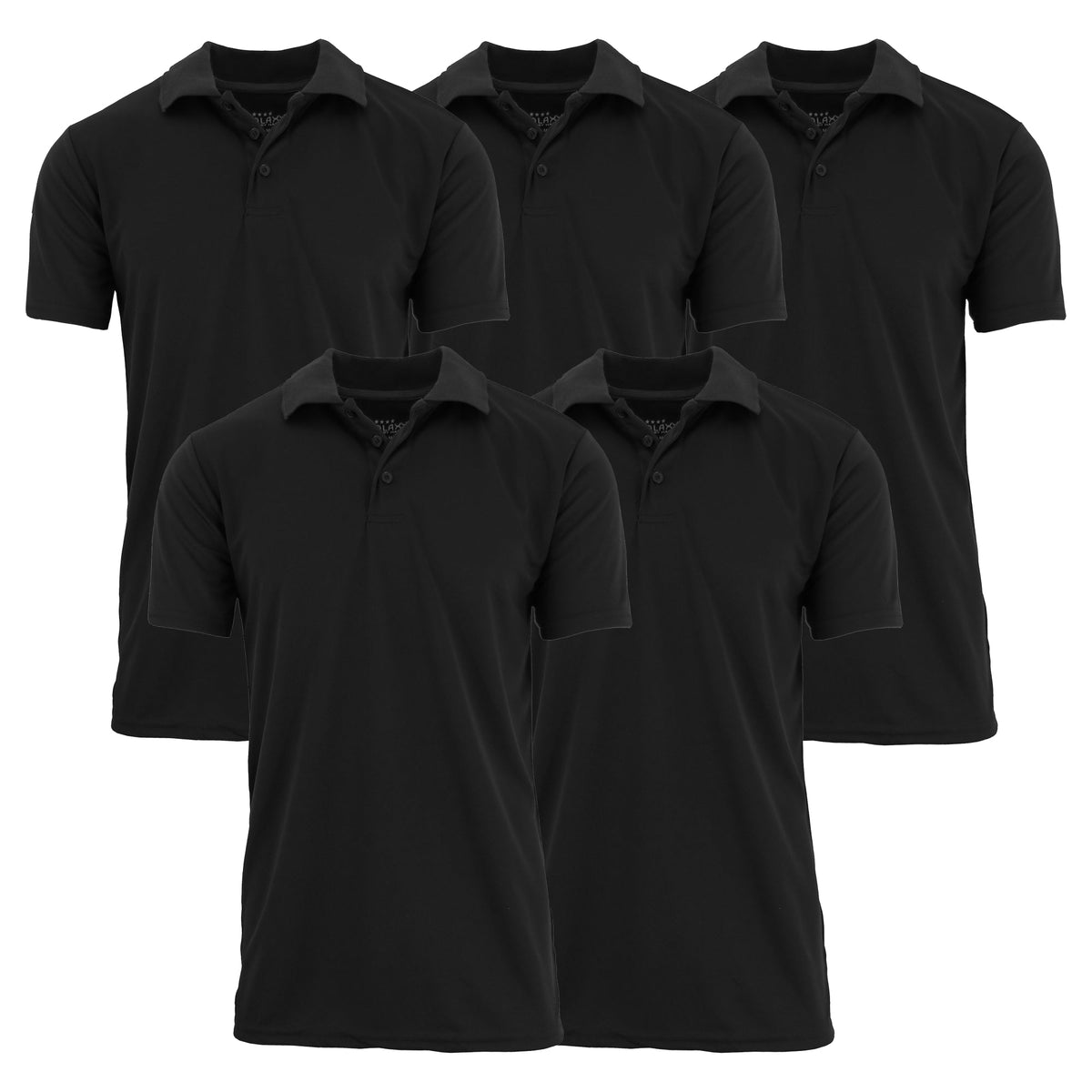 5-Pack Men's Short Sleeve Polo Shirts – Moisture-Wicking, Stretch Knit, Tagless, Regular Fit for All-Day Comfort