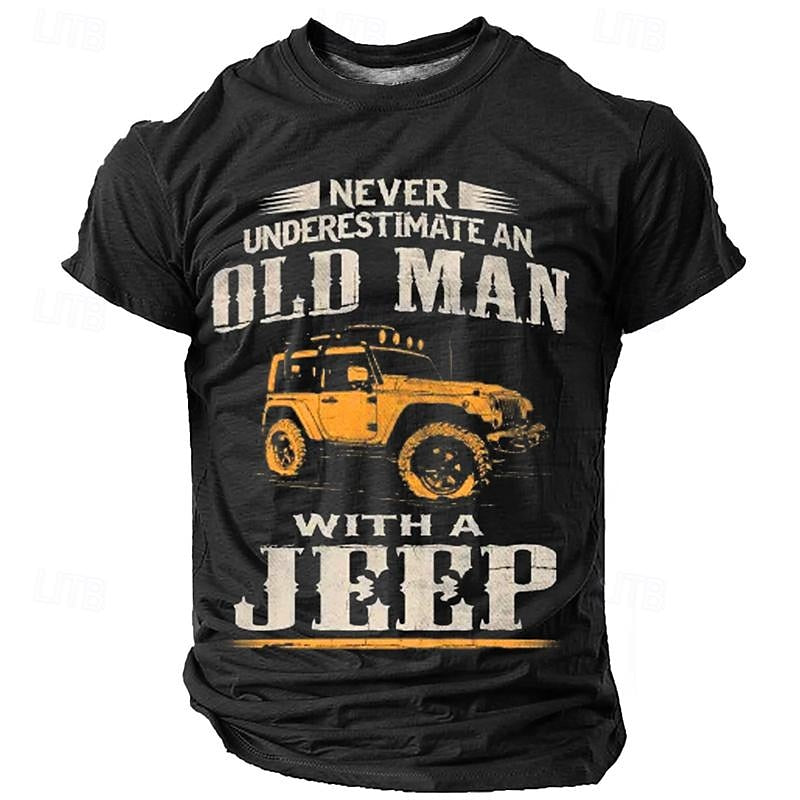 Men's Graphic Car Old Man T shirt Short Sleeve T shirt